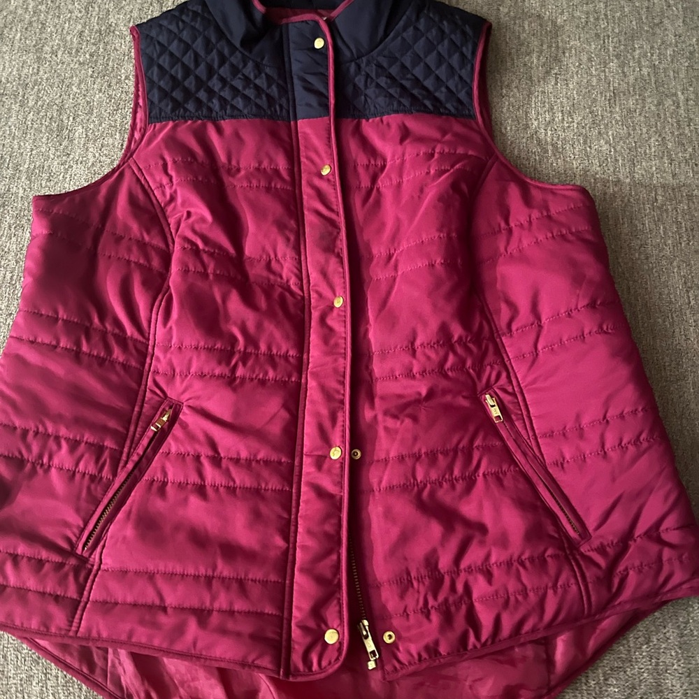 Crown & Ivy Burgundy and Navy Quilted Vest